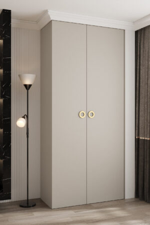 Šatní skříň Como 1 v kašmírové barvě s zlatými úchyty