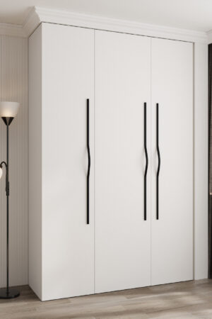 Šatní skříň Como 2 v kašmír barvě a černými úchyty