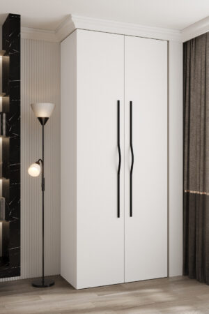 Šatní skříň Como 2 v kašmír barvě a černými úchyty