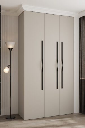 Šatní skříň Como 2 v kašmírové barvě s černými úchyty