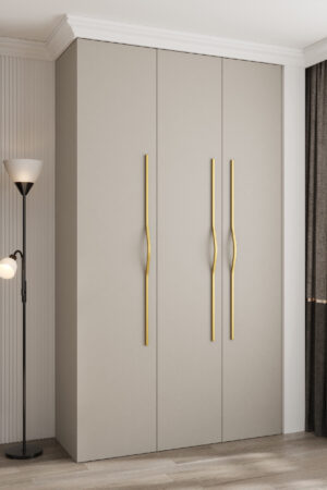 Šatní skříň Como 2 v kašmír barvě se zlatými úchyty