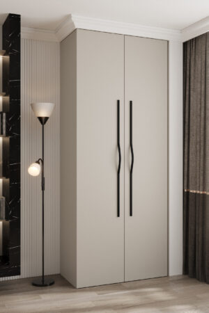 Šatní skříň Como 2 v kašmírové barvě s černými úchyty