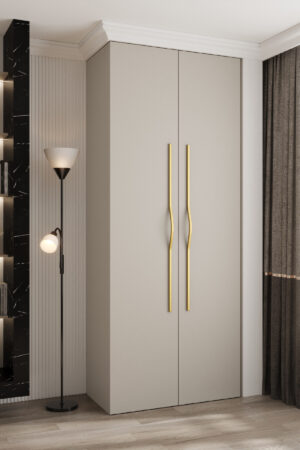 Šatní skříň Como 2 v kašmírové barvě s černými úchyty