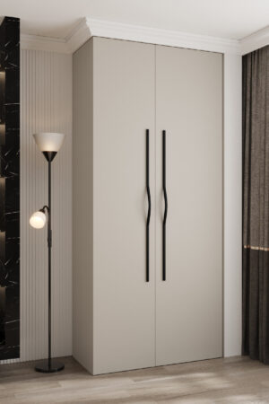 Šatní skříň Como 2 v kašmírové barvě s černými úchyty