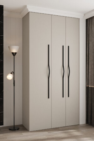 Šatní skříň Como 2 v kašmírové barvě a černými úchyty