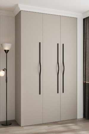 Šatní skříň Como 2 v kašmír barvě a černými úchyty