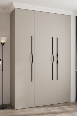 Šatní skříň Como 2 v kašmírové barvě s černými úchyty