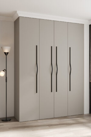 Šatní skříň Como 2 v kašmírové barvě a černými úchyty