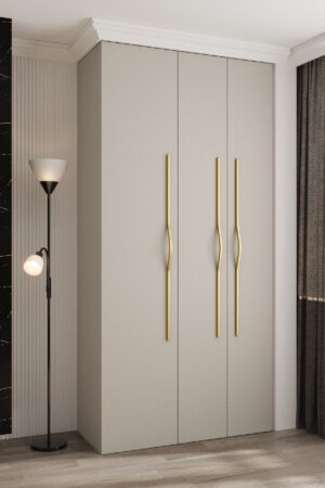 Šatní skříň Como 2 v barvě kašmír se zlatými úchyty