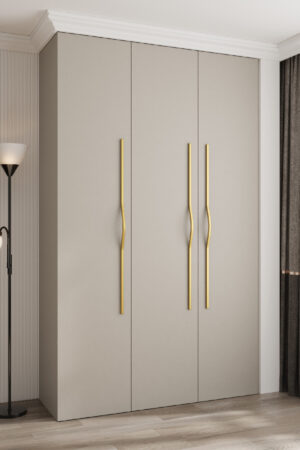 Šatní skříň Como 2 v kašmírové barvě se zlatými úchyty