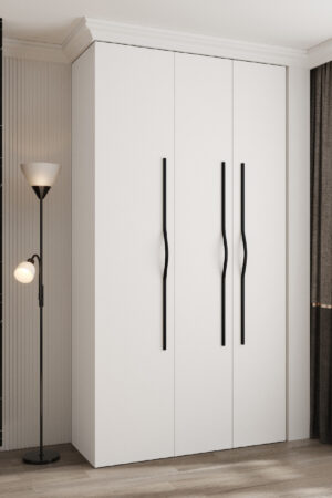 Šatní skříň Como 2 v bílé barvě s černými úchyty