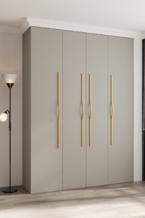 Šatní skříň Como 2 v kašmírové barvě se zlatými úchyty