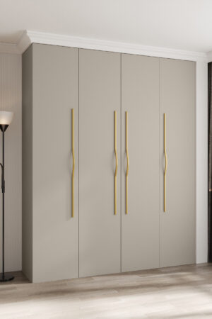 Šatní skříň Como 2 v kašmír barvě se zlatými úchyty