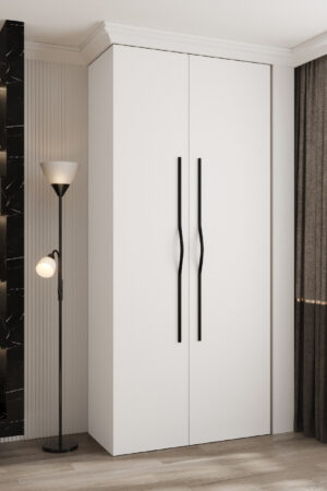 Šatní skříň Como 2 v bílé barvě s černými úchyty