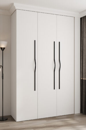 Šatní skříň Como 2 v bílé barvě s černými úchyty