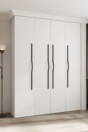 Šatní skříň Como 2 s bílým korpusem a černými úchyty