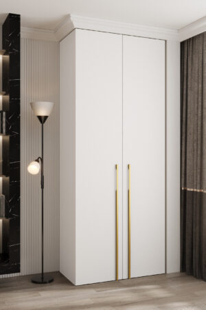 Šatní skříň Como 3 v kašmírové barvě s černými úchyty