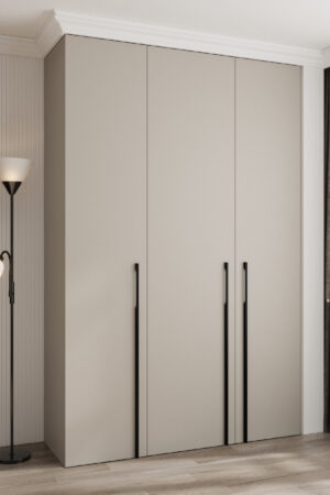 Šatní skříň Como 3 v kašmírové barvě s černými úchyty