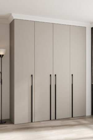 Šatní skříň Como 3 v kašmírové barvě s černými úchyty