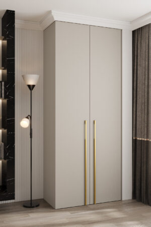 Šatní skříň Como 3 v kašmírové barvě s černými úchyty