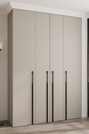 Šatní skříň Como 3 v kašmírové barvě s černými úchyty