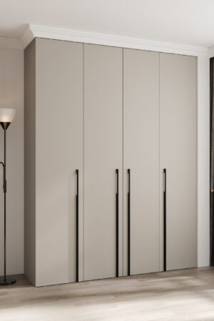 Šatní skříň Como 3 v kašmírové barvě s černými úchyty