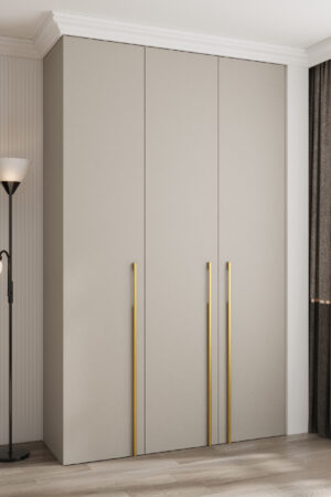 Šatní skříň Como 3 v kašmírové barvě se zlatými úchyty