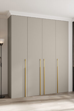 Šatní skříň Como 3 v kašmírové barvě se zlatými úchyty