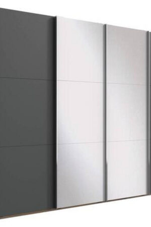 Šatní skříň se zrcadlem v grafitové a dubové barvě