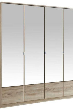Šatní skříň se zrcadlem, barva dubu, 180/199/58 cm