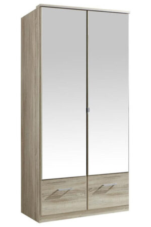 Šatní skříň se zrcadlem v barvě dubu