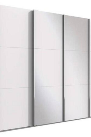 Bílá šatní skříň se zrcadlem o rozměrech 350/216/65 cm