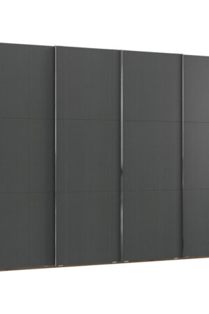 Skříň s posuvnými dveřmi v grafitové a dubové barvě