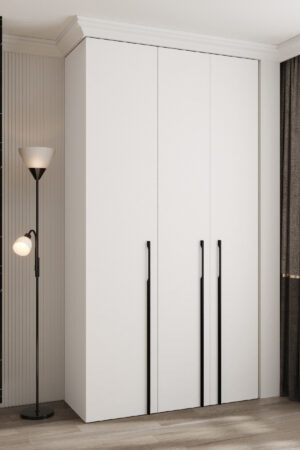Šatní skříň Como 3 s černými úchyty a bílé barvy