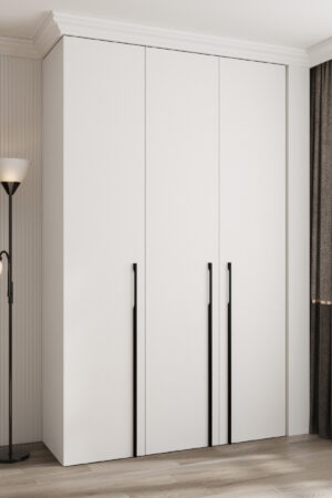 Šatní skříň Como 3 v bílé barvě s černými úchyty