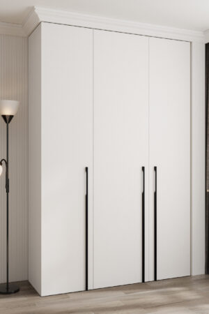 Šatní skříň Como 3 v bílé barvě s černými úchyty