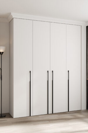 Šatní skříň Como 3 v bílé barvě s černými úchyty