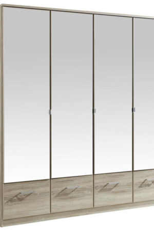 Šatní skříň se zrcadlem v barvě dubu