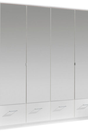 Bílá šatní skříň se zrcadlem 180/199,5/58 cm