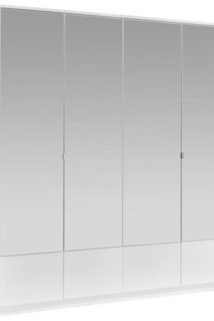 Bílá šatní skříň se zrcadlem, rozměry 180/199/58 cm