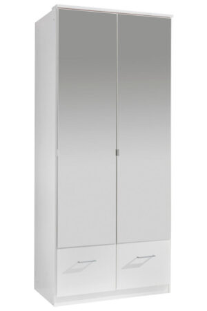 Bílá šatní skříň se zrcadlem, 90/199,5/58 cm
