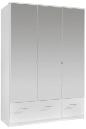 Bílá šatní skříň se zrcadlem, 135/199,5/58 cm