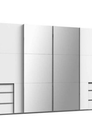 Šatní skříň se zrcadlem MID.YOU v bílé a stříbrné barvě