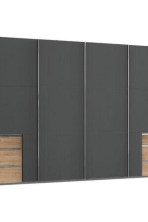 Skříň s posuvnými dveřmi v grafitu a dubu