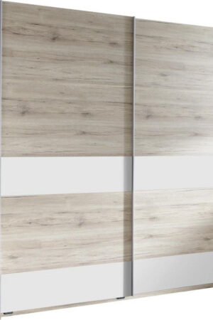 Skříň s posuvnými dveřmi v bílé a dubové barvě