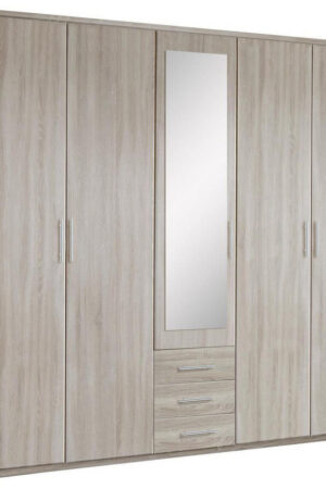Šatní skříň se zrcadlem v dekoru dubu