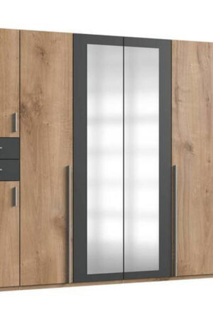Šatní skříň se zrcadlem v grafitu a dubu