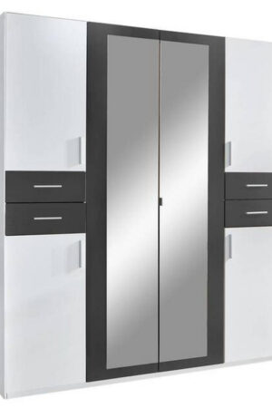 Šatní skříň se zrcadlem v grafitové a bílé barvě