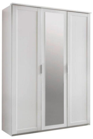 Bílá šatní skříň se zrcadlem 135/210/58 cm
