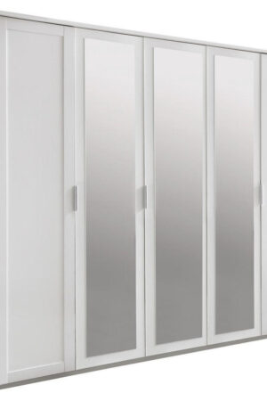 Bílá šatní skříň se zrcadlem MID.YOU 225 cm